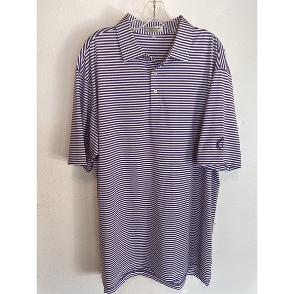 Peter Millar Shirt Mens Extra Large Purple Striped Summer Comfort Performance XL - Picture 6 of 6